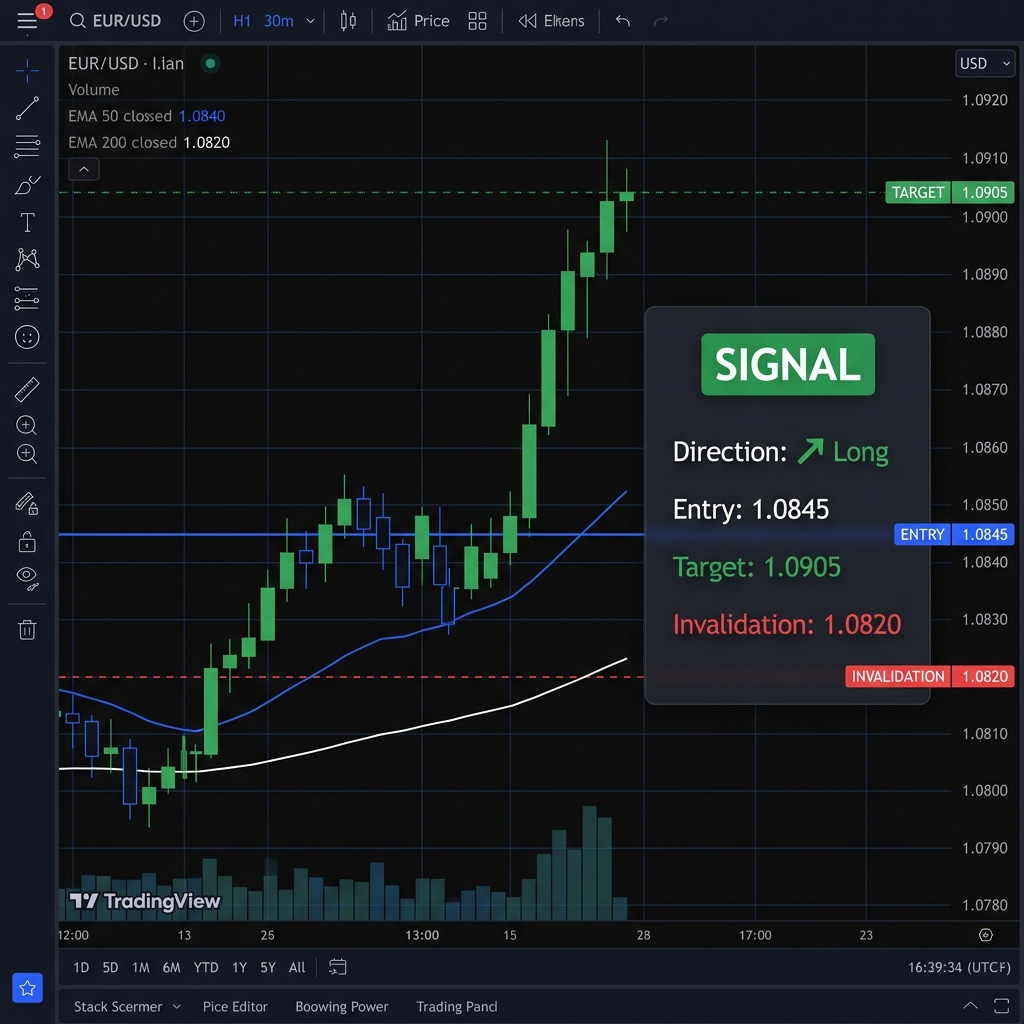Clean TradingView chart with ChartMentor signal overlay